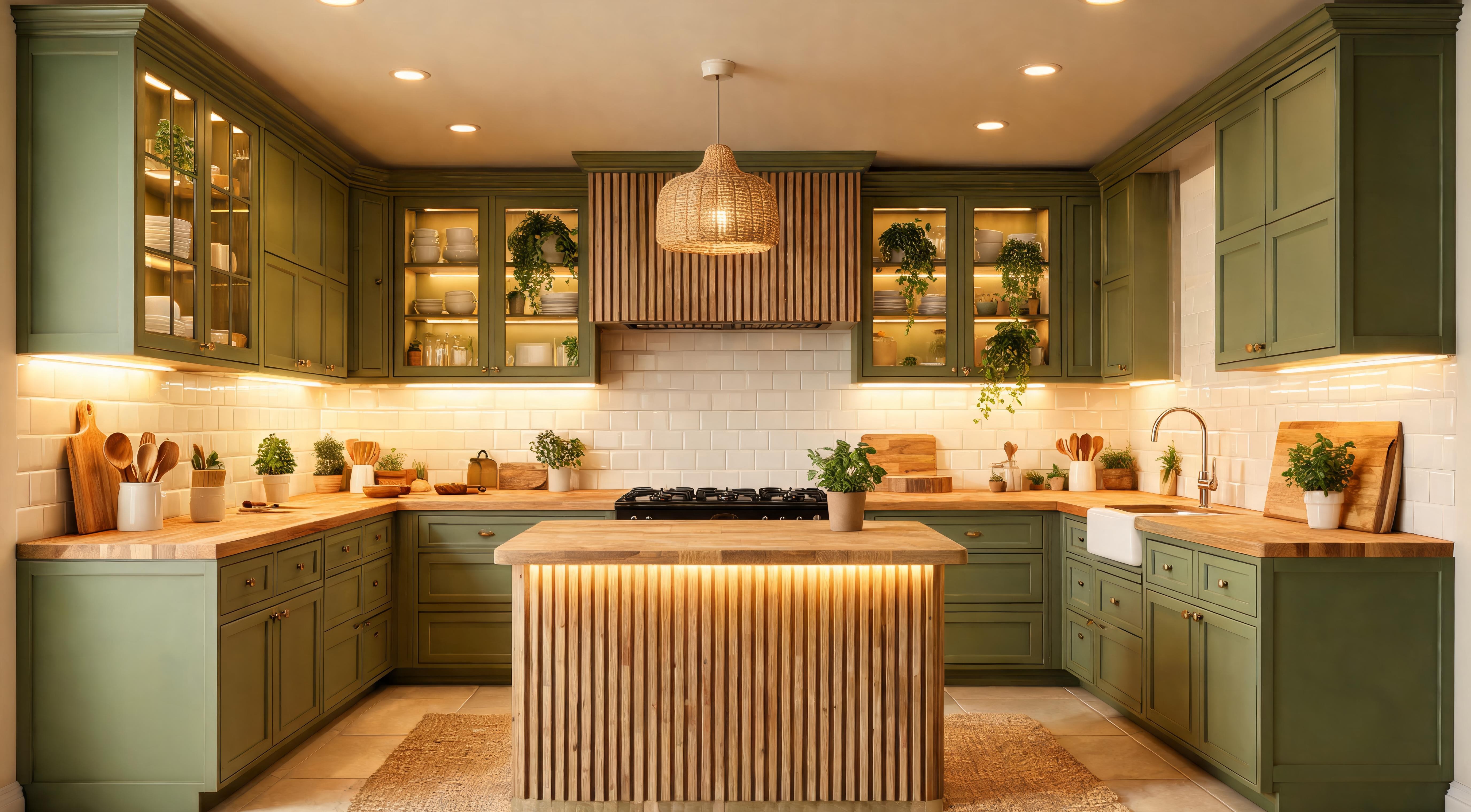 Pendants hung at the right height above a kitchen island with a stone worktop