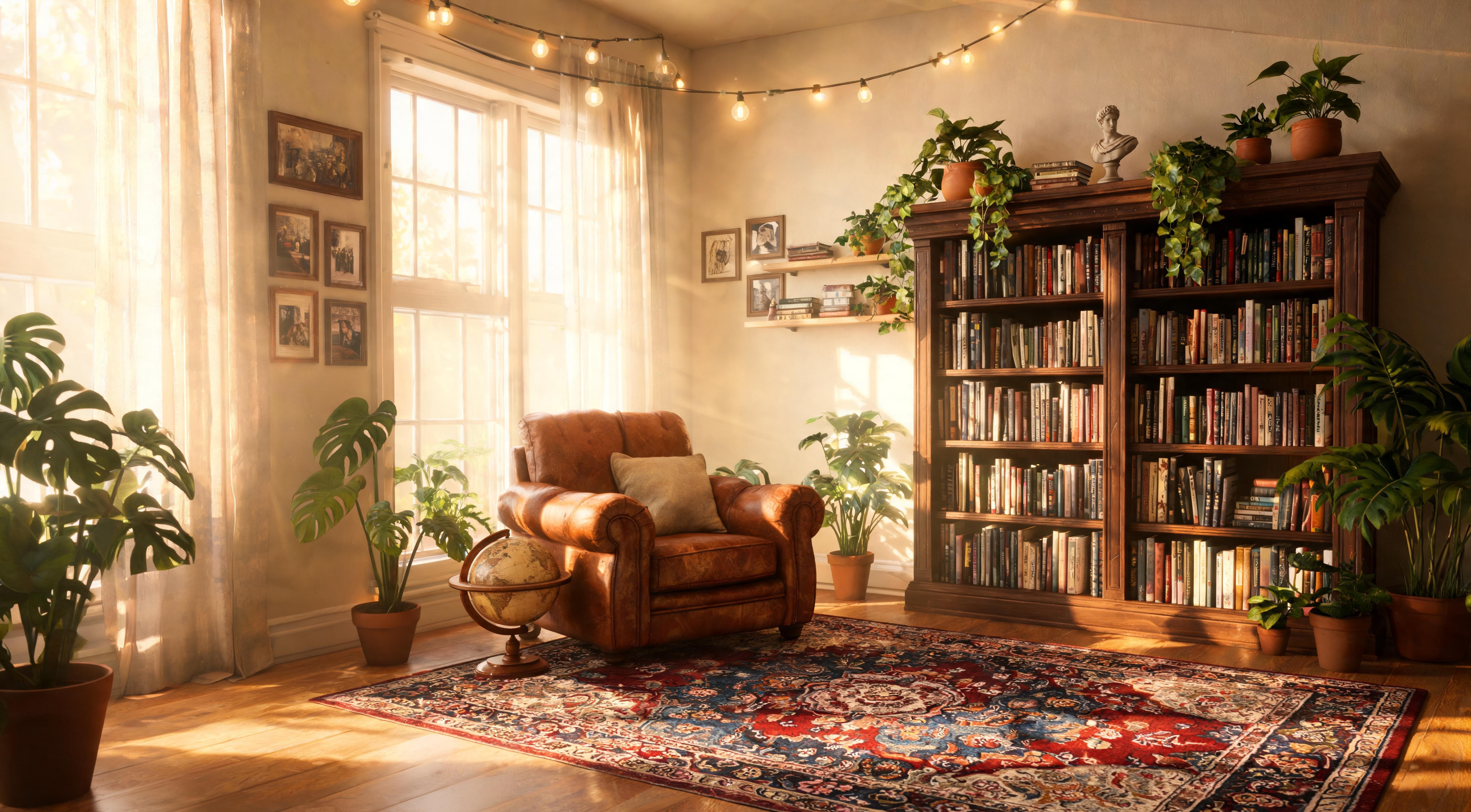 A corner chair reading nook with a floor lamp, small side table and a blanket — the complete no-build version