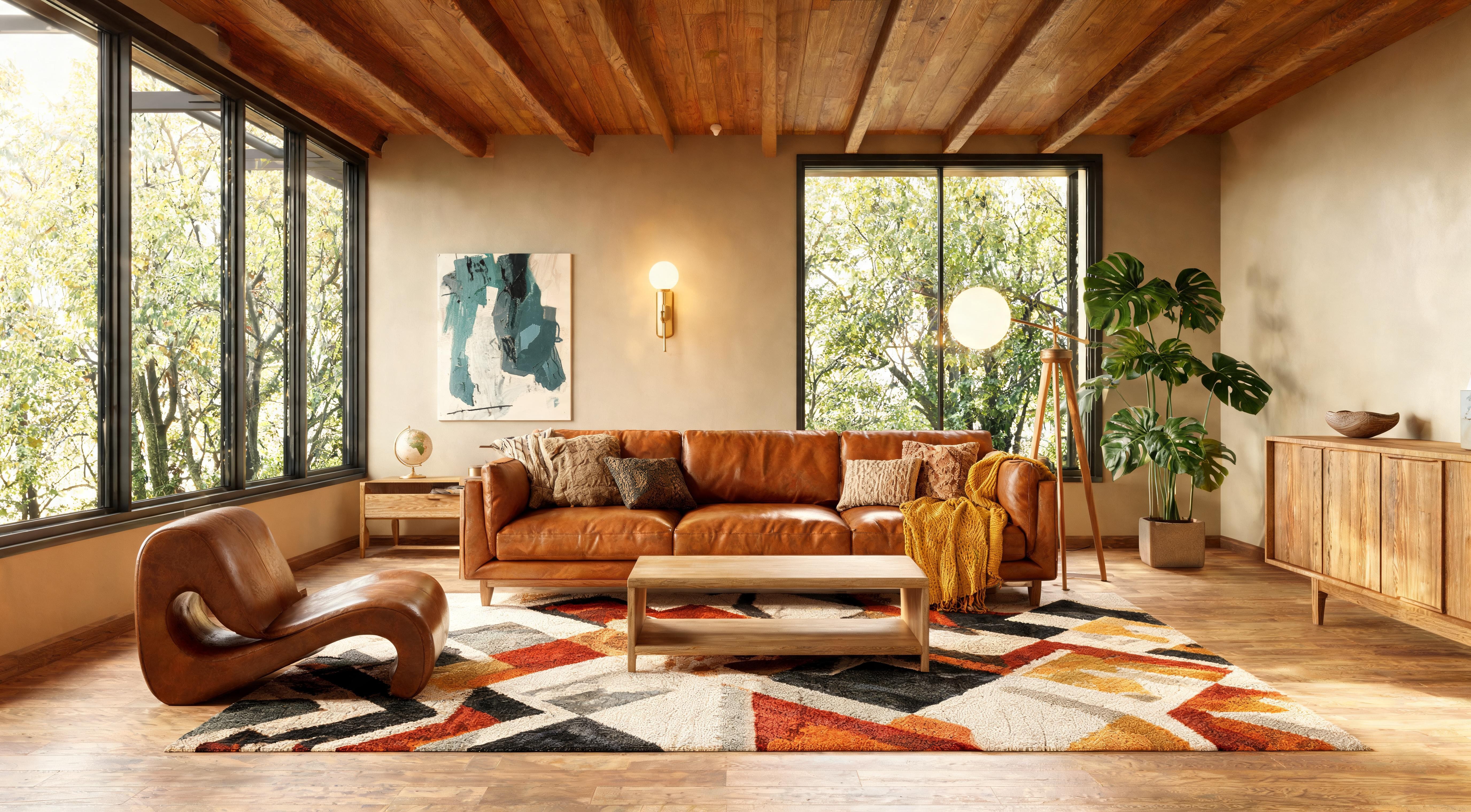 A side view of a sofa showing tall wooden legs with visible floor space beneath, emphasising the visual lightness and room proportion